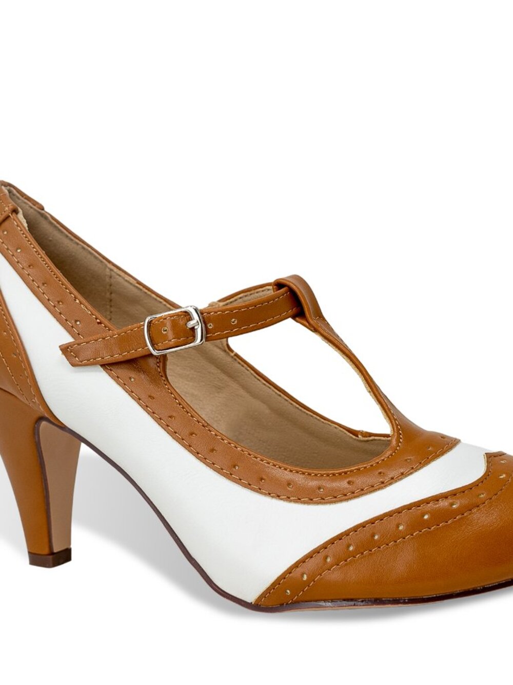 Chase & Chloe Mary Jane Oxford Pumps - Retro Round Toe Shoe with Ankle Strap